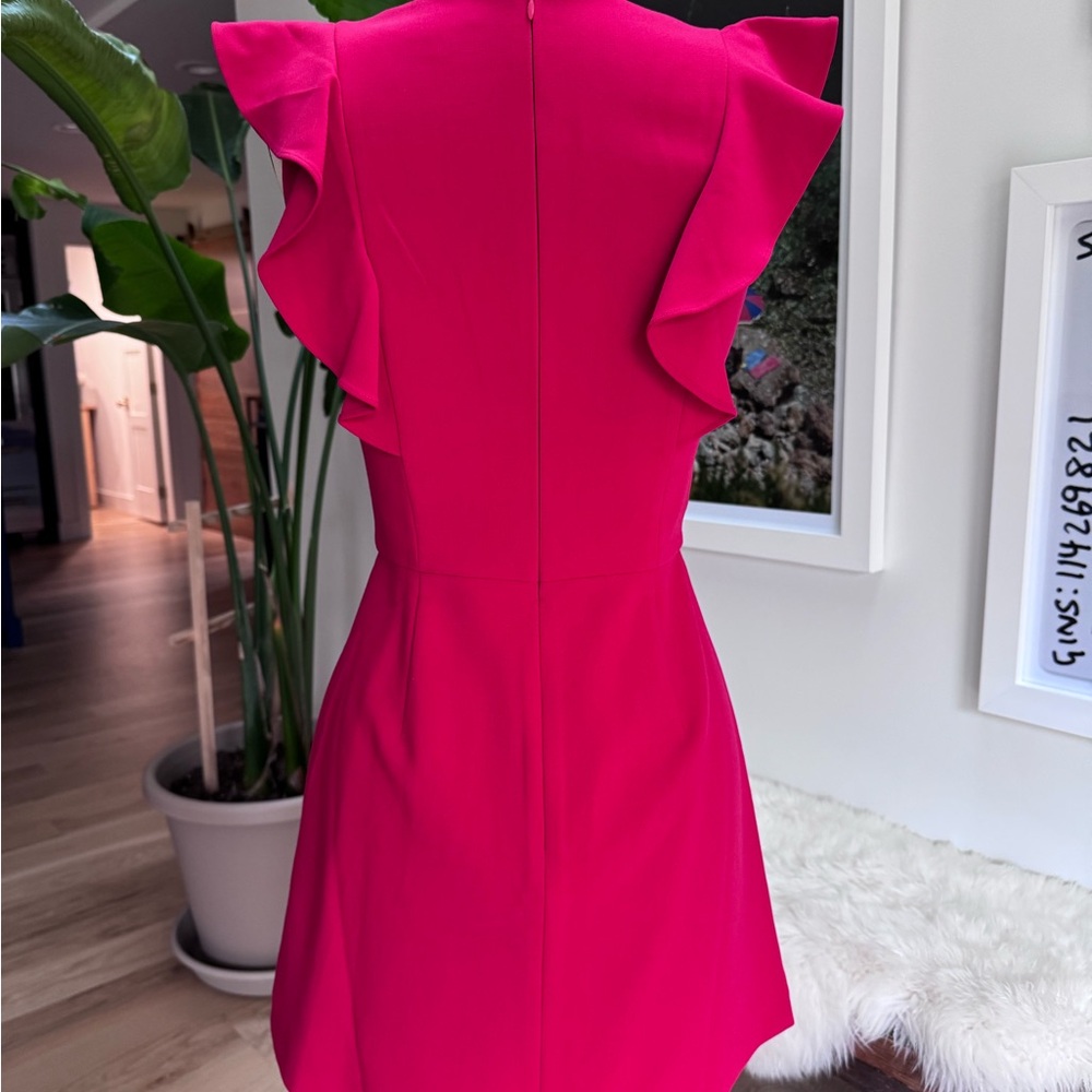 French Connection Red Ruffle Sleeve Dress - Picture 4 of 5